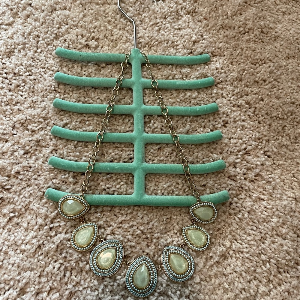 Blue with gold chain bubble necklace